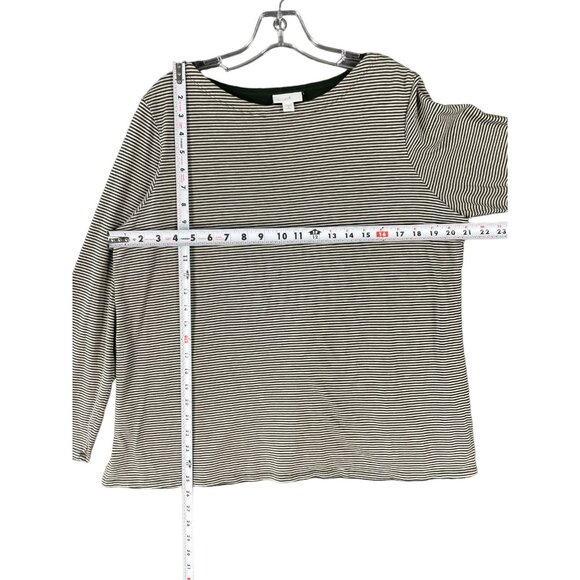 J Jill Womens Top 1X Green White Striped Layered Soft Warm Work Minimal Office - Picture 11 of 14